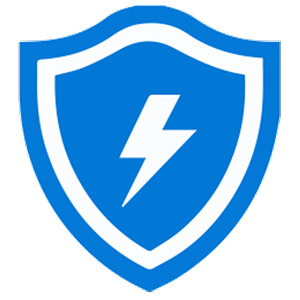 Icon von Microsoft Defender ATP mit blauem Schild und Blitzsymbol