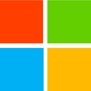 Logo von Microsoft mit vier farbigen Quadraten in Rot, Grün, Blau und Gelb