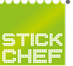 Logo von Stickchef in Grün mit weißem Schriftzug in Stickoptik