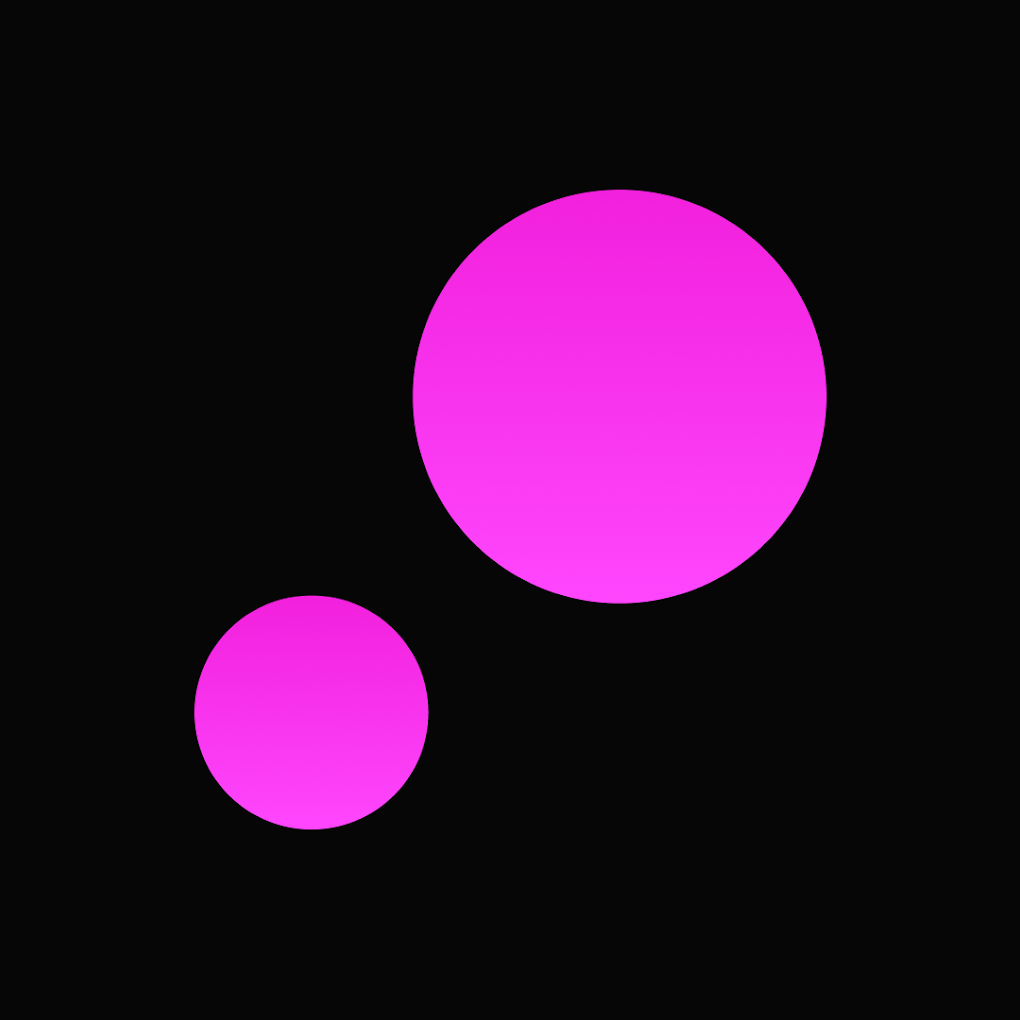 Zwei leuchtend pinke Kreise schweben auf schwarzem Hintergrund und symbolisieren modernes Make-Branding-Logo-Design.