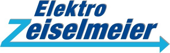 Das Logo von Elektro Zeiselmeier zeigt den Namen in Blau auf einem weißen Hintergrund mit einem Pfeil darunter.