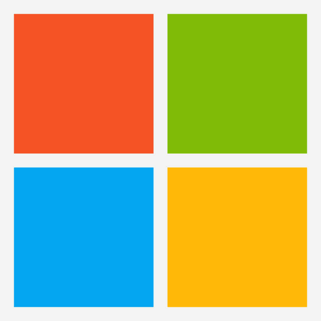 Das Microsoft-Logo zeigt vier farbige Quadrate, die IT Sicherheit und Innovation symbolisieren.